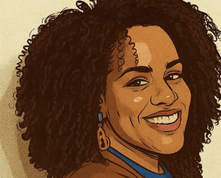 Illustriertes Porträt von Shannon Dowery, Gründerin von Topaz